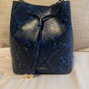 Lauren Ralph Lauren Blue Snakeskin Hobo purse